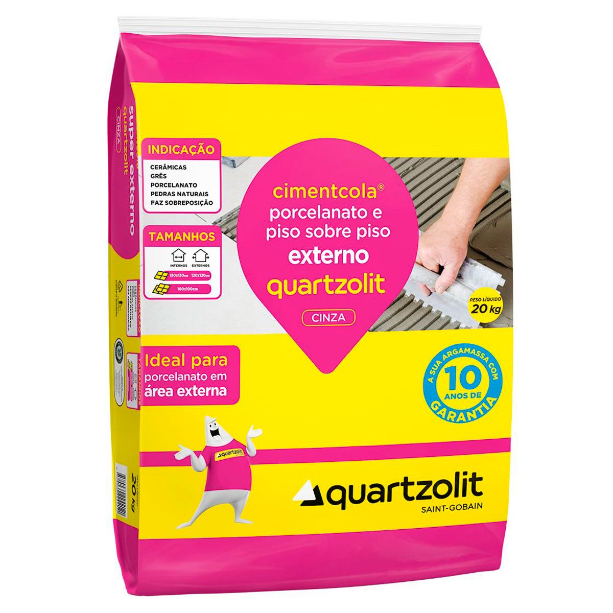 Argamassa Porcelanato e para Piso Externo 20Kg Cinza, marca Quartzolit - Foto Principal