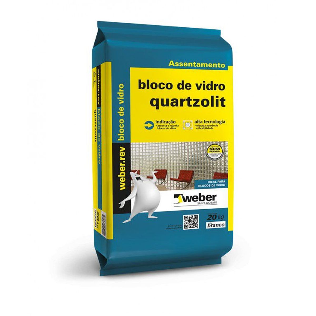 Argamassa para Bloco de Vidro 20kg Branco, marca Quartzolit - Foto Principal