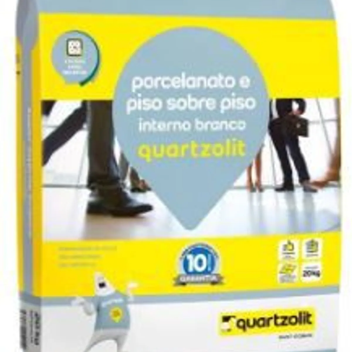 Argamassa para Porcelanato e Piso Sobre Piso Interno 20kg Branco, marca Quartzolit - Foto Principal