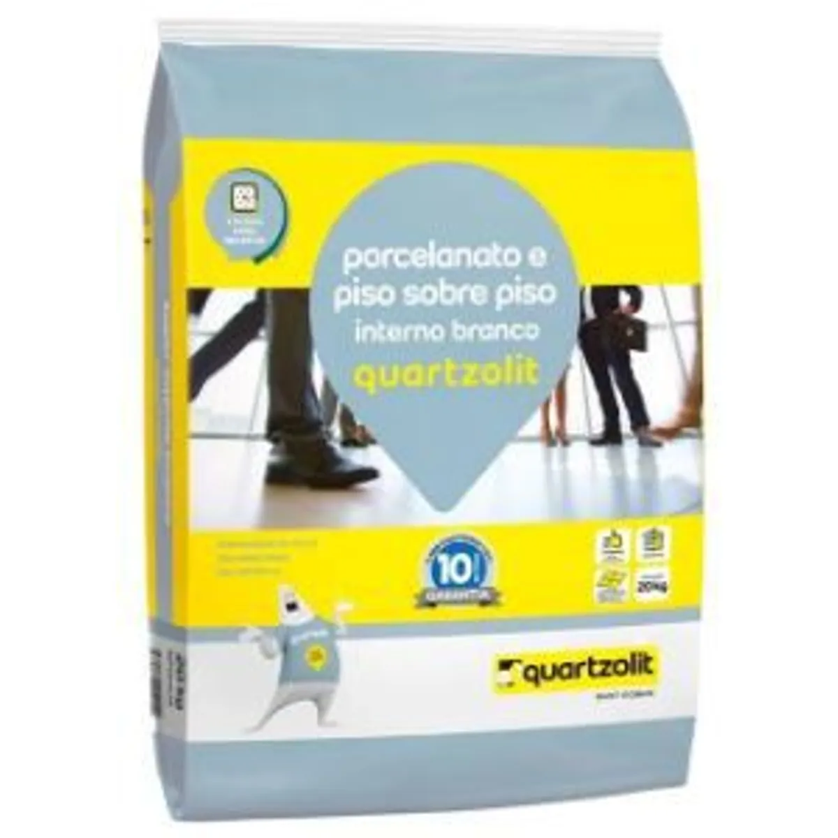 Argamassa para Porcelanato e Piso Sobre Piso Interno 20kg Branco, marca Quartzolit - Foto Principal
