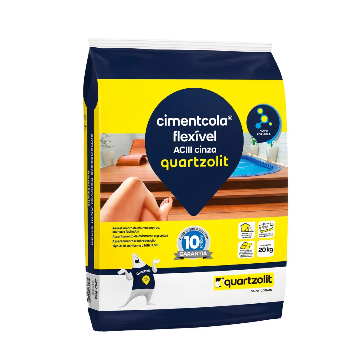 Argamassa Flexível ACIII 20Kg Cinza, marca Quartzolit - Foto 2