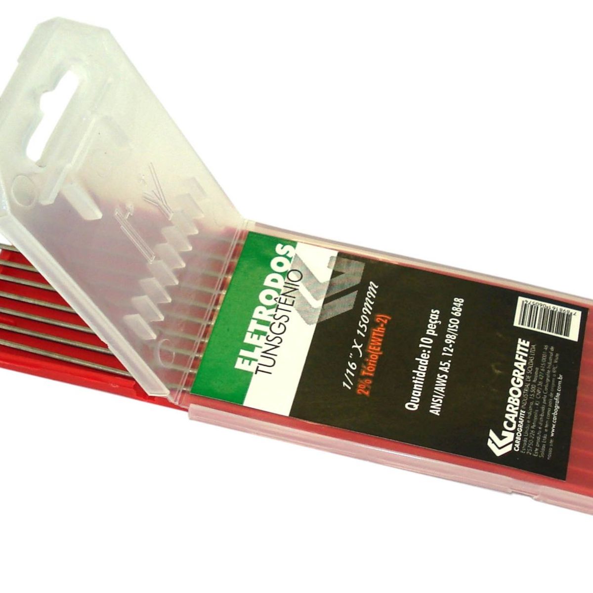 Eletrodo de Tungstênio 5/64 Cento Tório com 10 unidades, marca Carbografite - Foto Principal