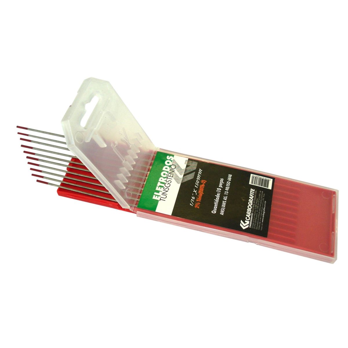 Eletrodo de Tungstênio 5/64 Cento Tório com 10 unidades, marca Carbografite - Foto Principal