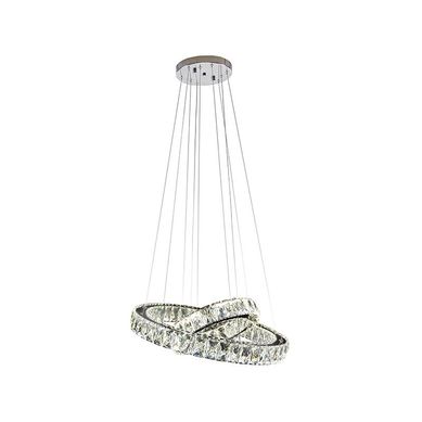 Pendente 2 Aneis Placa de Cristais LED 54w Bivolt Transparente