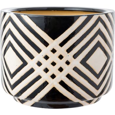Vaso de Cermica Grande 34x27cm Preto e Branco