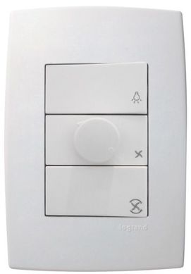 Conjunto Controle Ventilador Pialplus Branco 127V 4X2