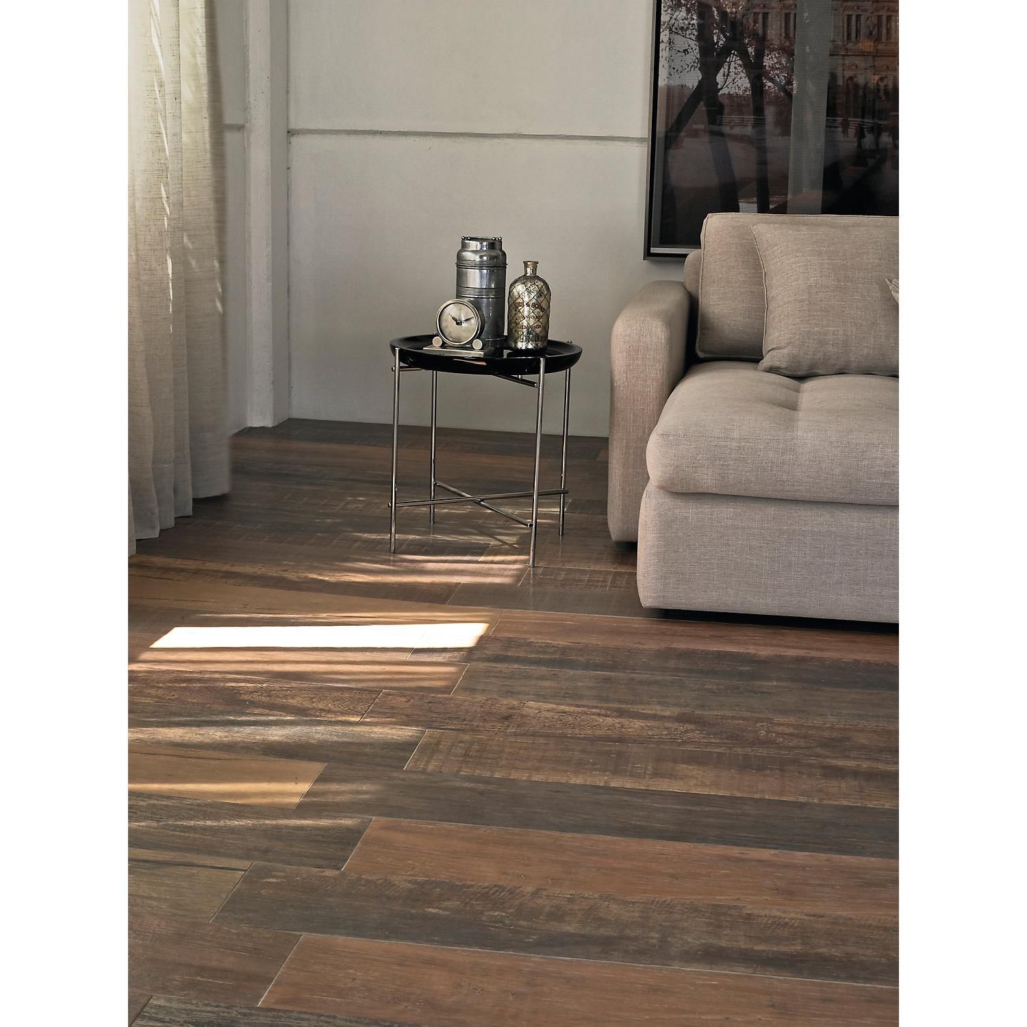 Porcelanato Acetinado Esmaltado Marrom 20x120cm Portobello