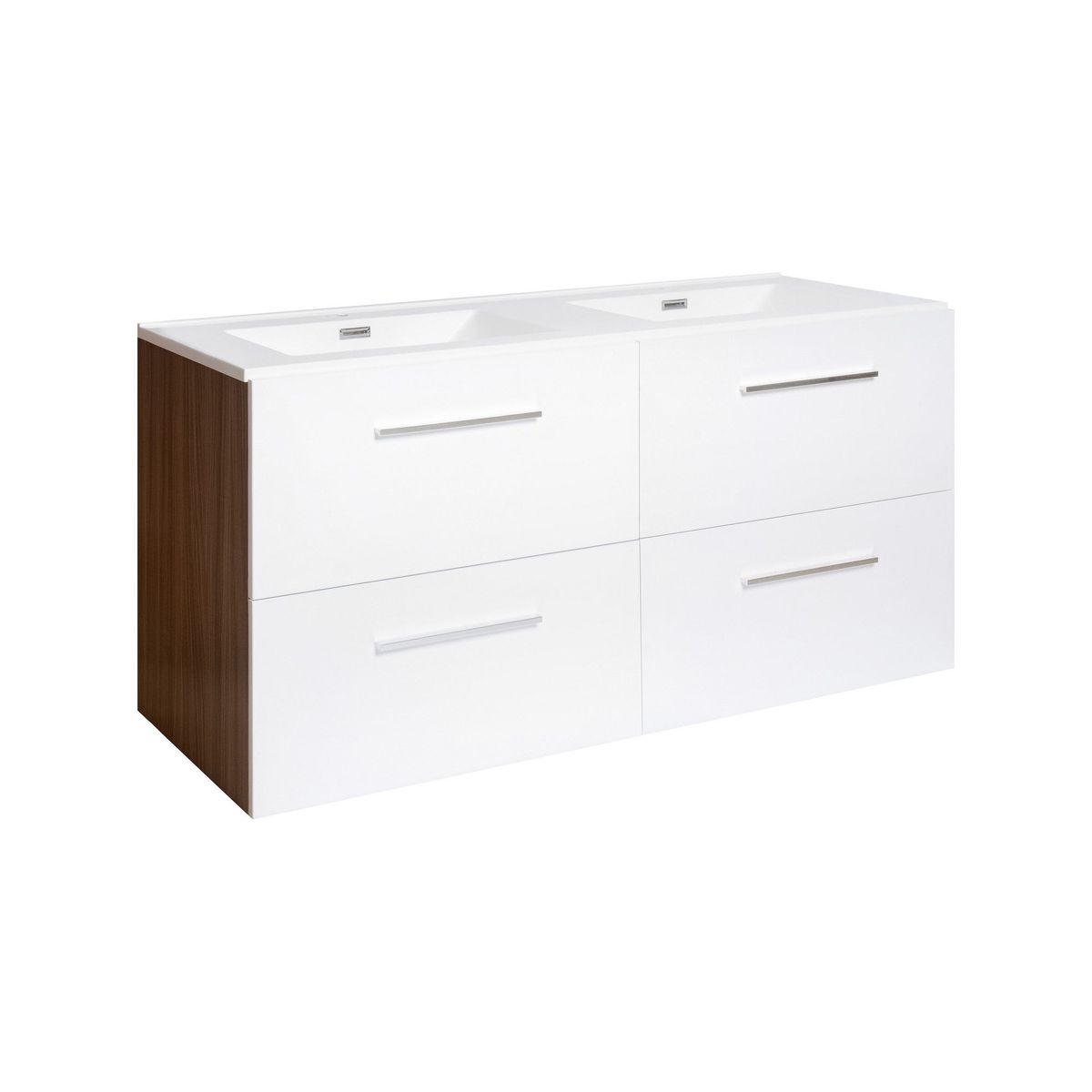 Gabinete de Banheiro Barcelos com Lavatório Duplo 120cm Branco e Marrom Sensi D'acqua, marca Sensi Dacqua - Foto Principal