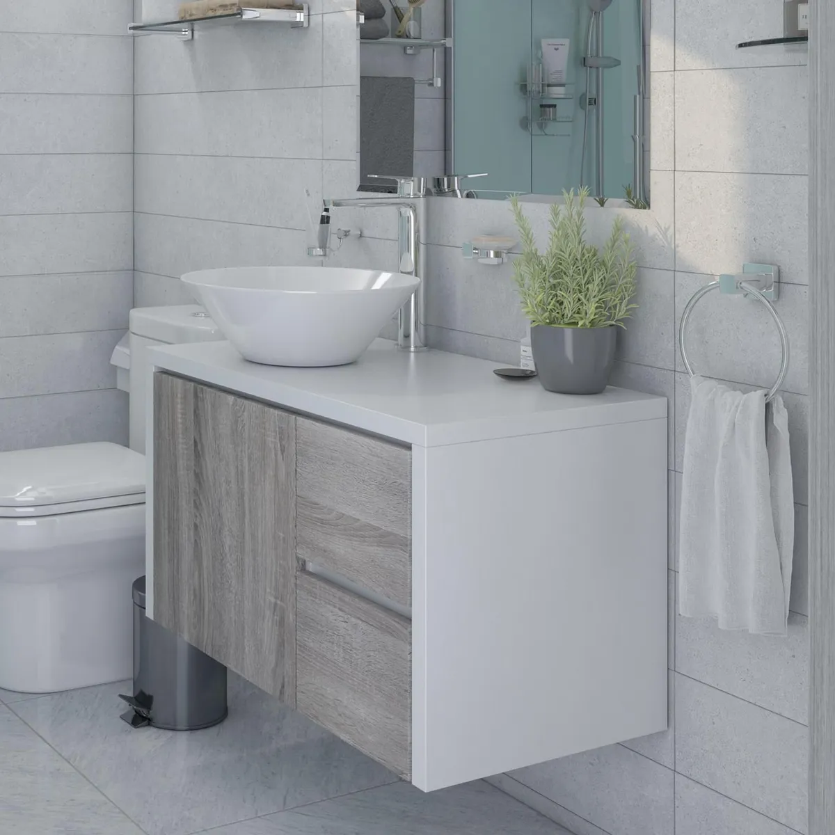 Gabinete para Banheiro com Cuba Lagoa 80cm Branco Sensi, marca Sensi Dacqua - Foto 2