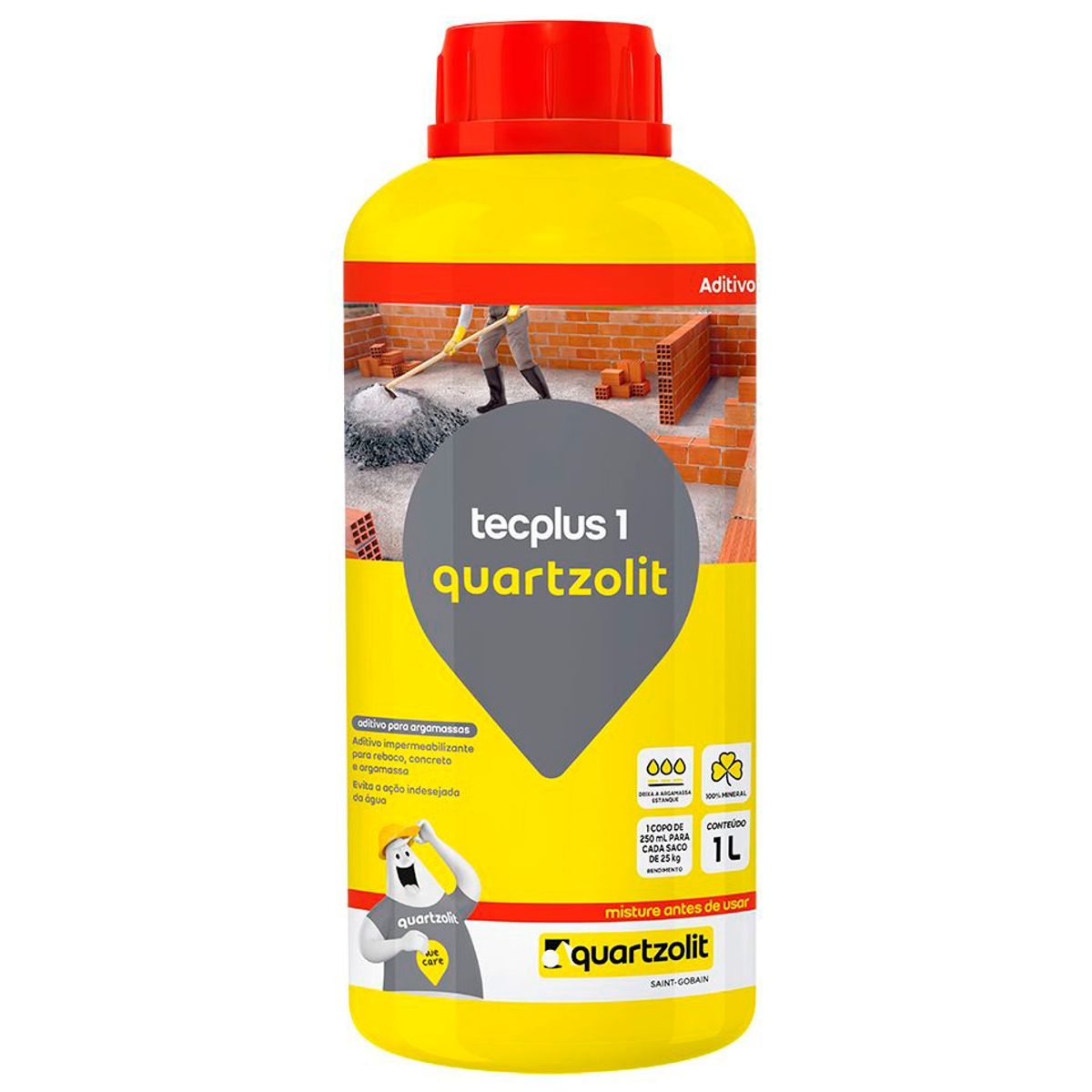 Aditivo Impermeabilizante Tecplus 1 Pote 1L Cinza, marca Quartzolit - Foto Principal