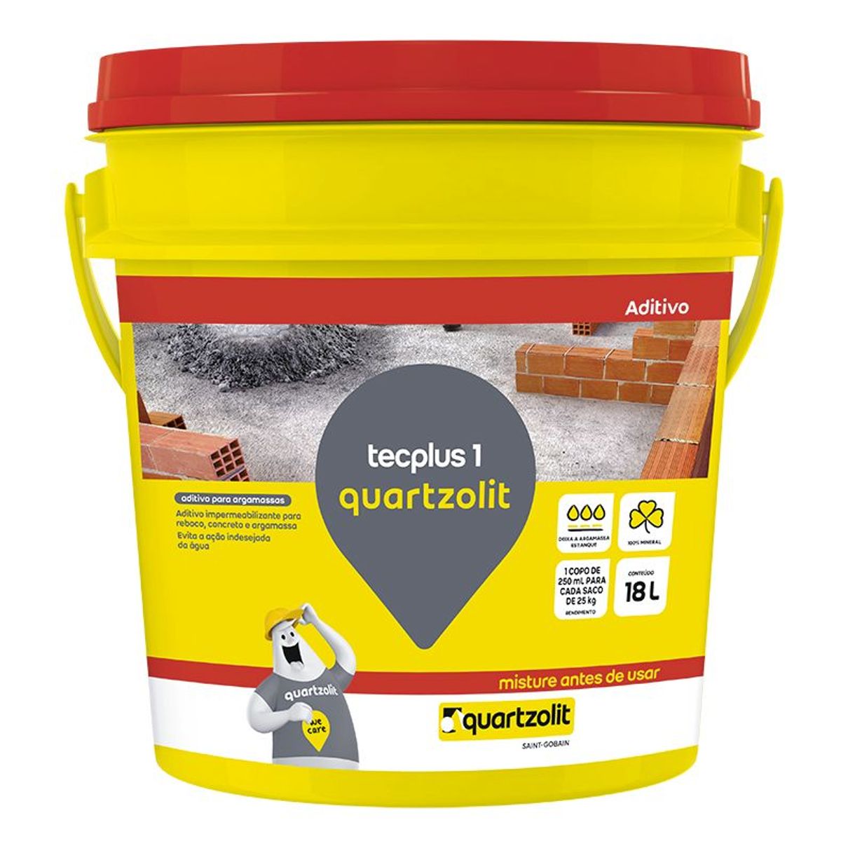 Aditivo Impermeabilizante Tecplus 1 Balde 18L Cinza, marca Quartzolit - Foto Principal