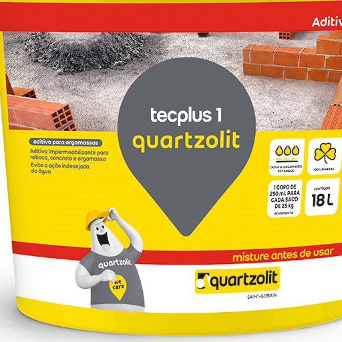Aditivo Impermeabilizante Tecplus 1 Balde 18L Cinza, marca Quartzolit - Foto 2