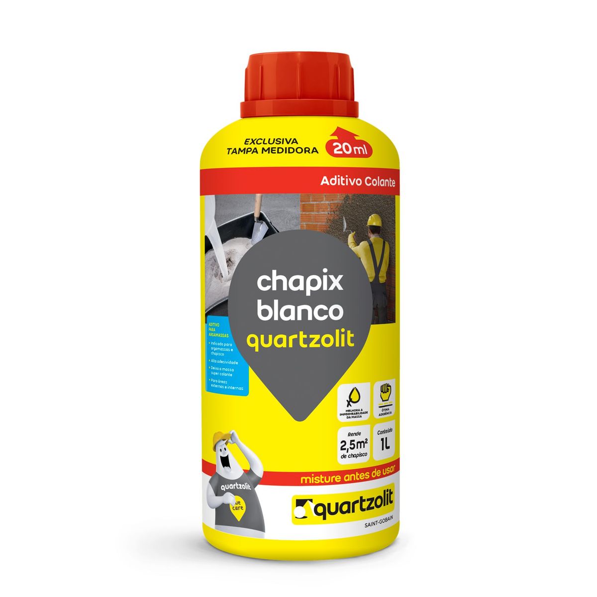 Adesivo para Argamassa Chapix Pote 1L Branco, marca Quartzolit - Foto 2