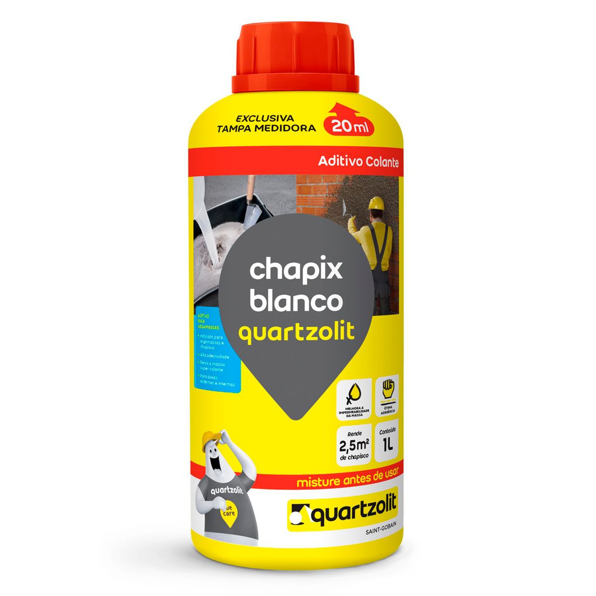 Adesivo para Argamassa Chapix Pote 1L Branco, marca Quartzolit - Foto Principal