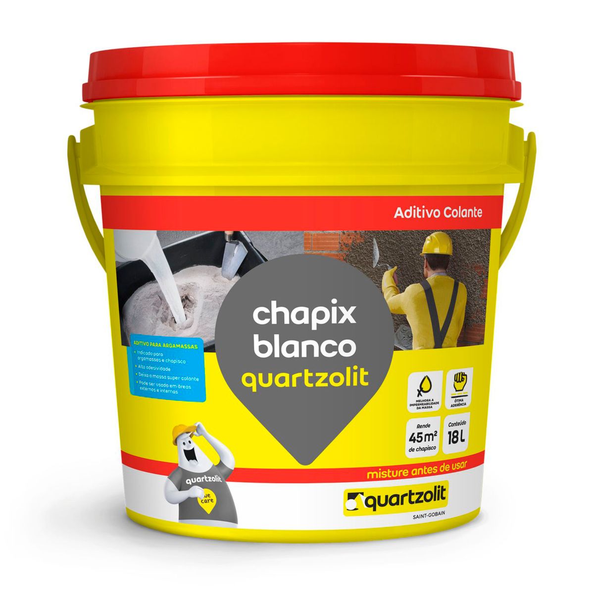 Adesivo para Chapiscos e Argamassas Chapix 18L, marca Quartzolit - Foto Principal