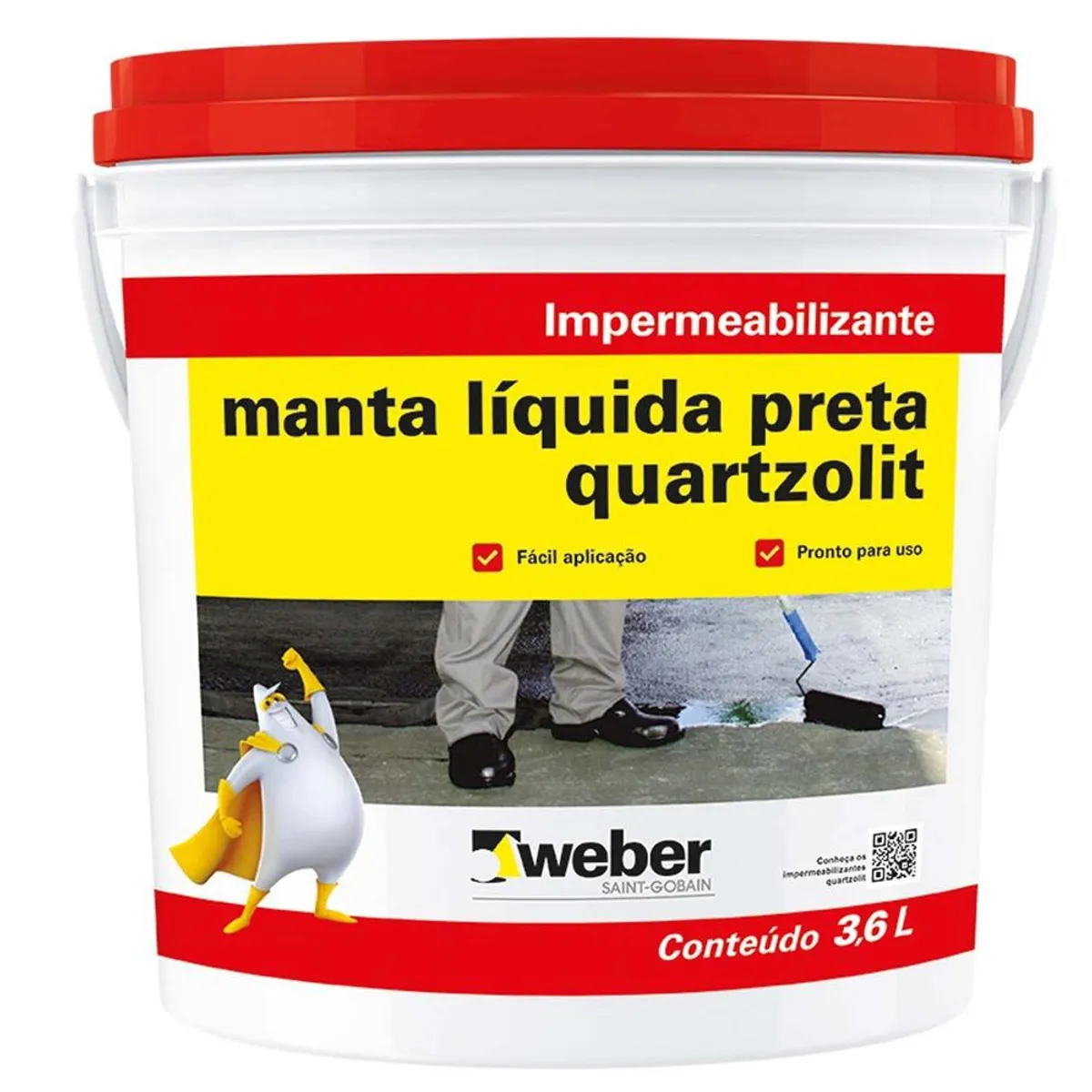 Impermeabilizante Manta Líquida 3,6L Preto, marca Quartzolit - Foto Principal