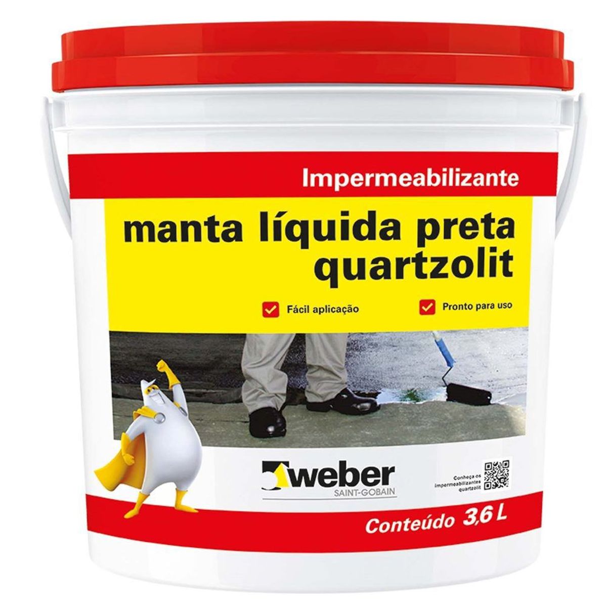 Impermeabilizante Manta Líquida 3,6L Preto, marca Quartzolit - Foto Principal