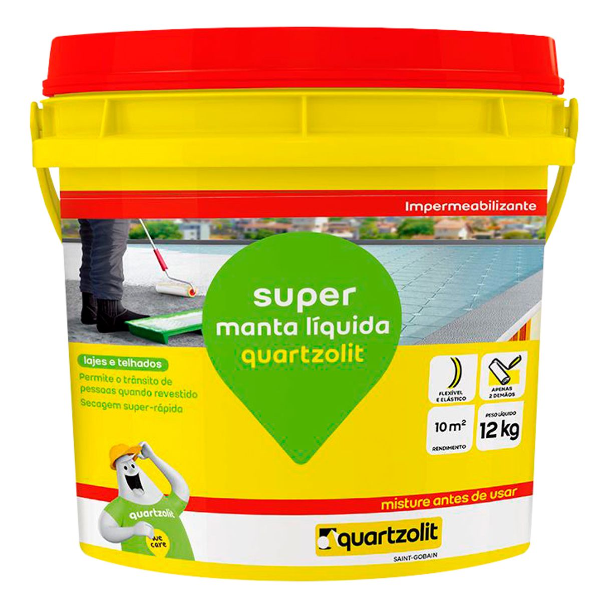 Impermeabilizante Super Manta Liquida Balde 12kg Branco Quartzolit, marca Quartzolit - Foto Principal