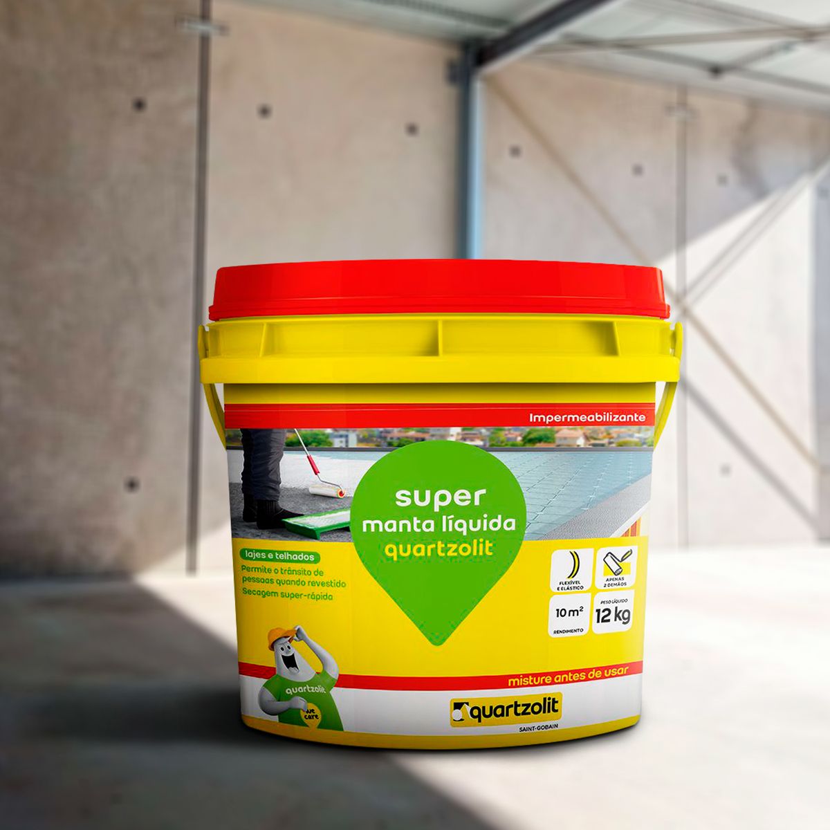 Impermeabilizante Super Manta Liquida Balde 12kg Branco Quartzolit, marca Quartzolit - Foto 2