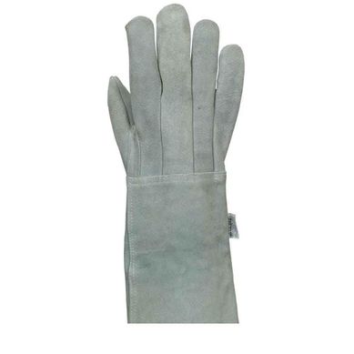 Luva Raspa Punho de Couro Mdio 15cm Cinza