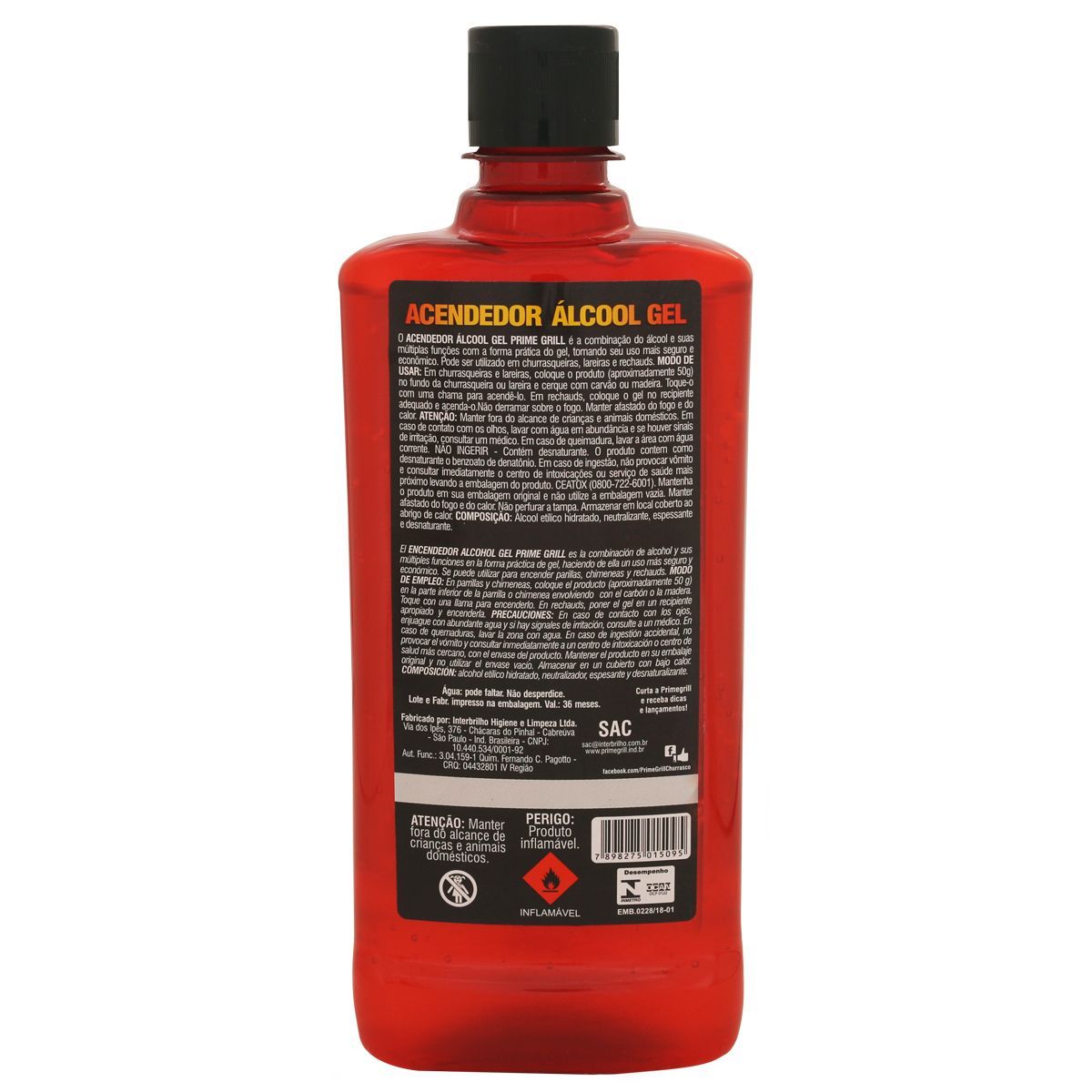 Acendedor Álcool em Gel 430g, marca Interbrilho - Foto 2