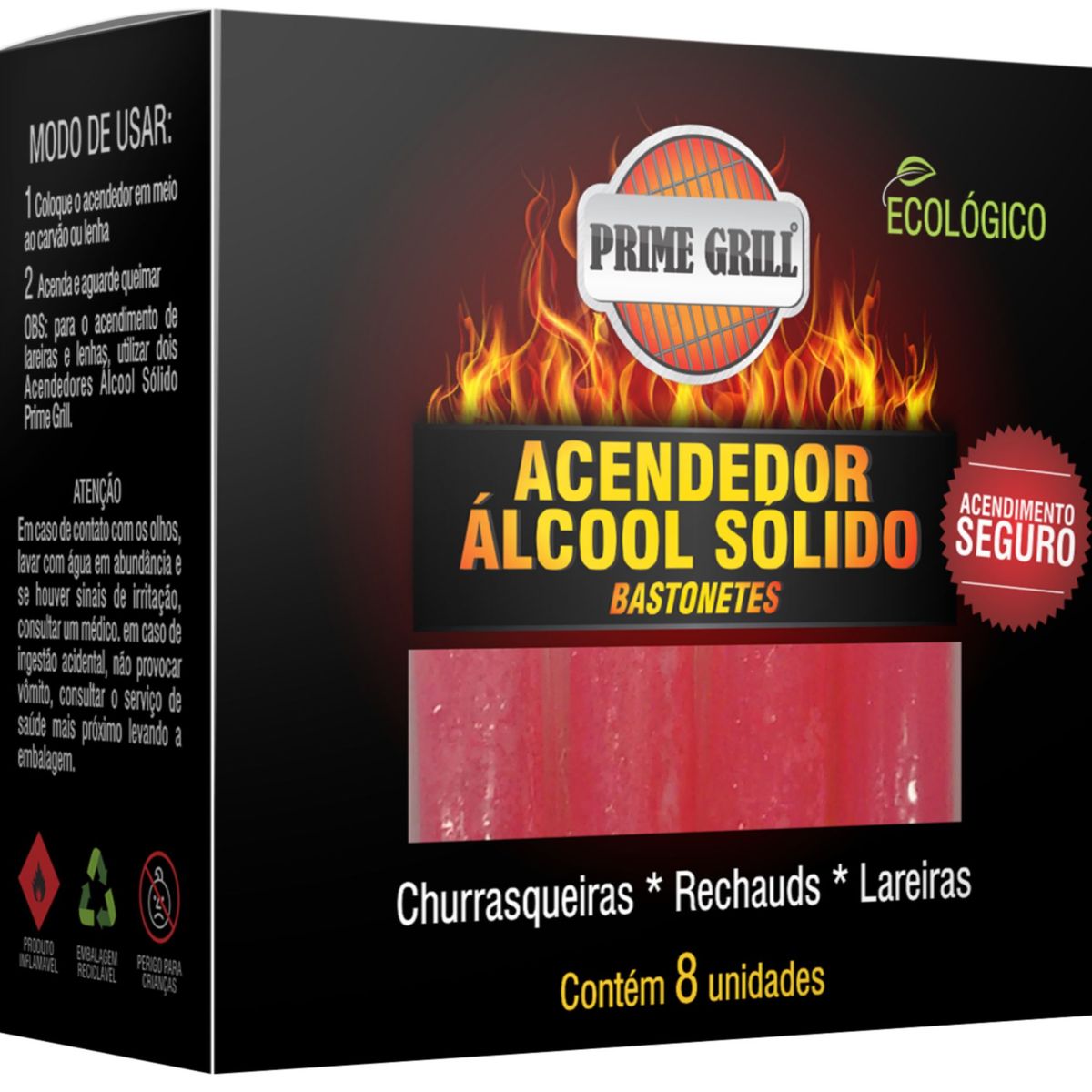 Acendedor Álcool Sólido Bastonete 8 Unidades, marca Interbrilho - Foto 2
