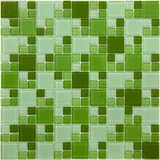 Pastilhas de Vidro Mondrian 30x30cm 8mm Brilhante Verde