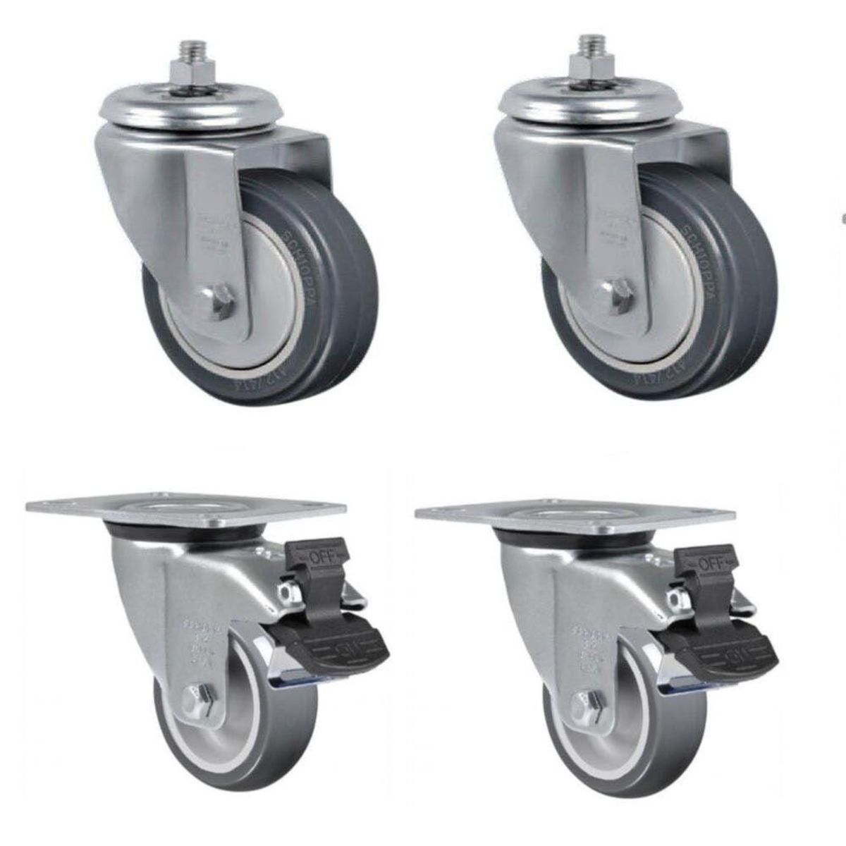 Rodízio Giratório de PVC com Freio 150mm, marca Schioppa - Foto Principal