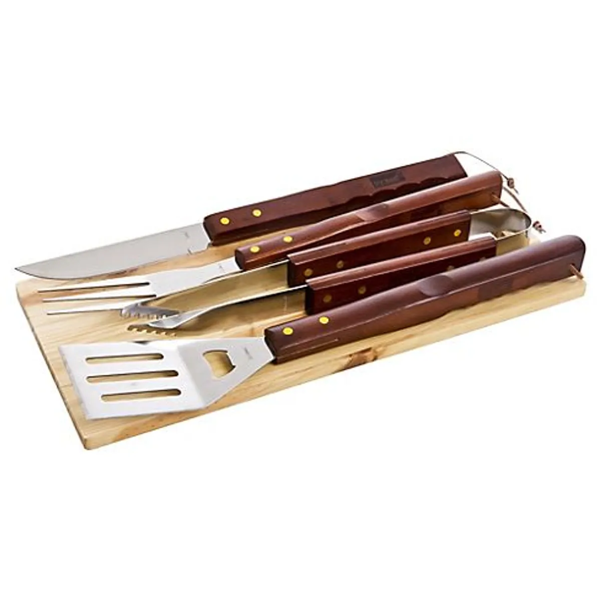 Kit 4 Peças para Churrasco com Tábua Marrom, marca Mr Beef - Foto Principal