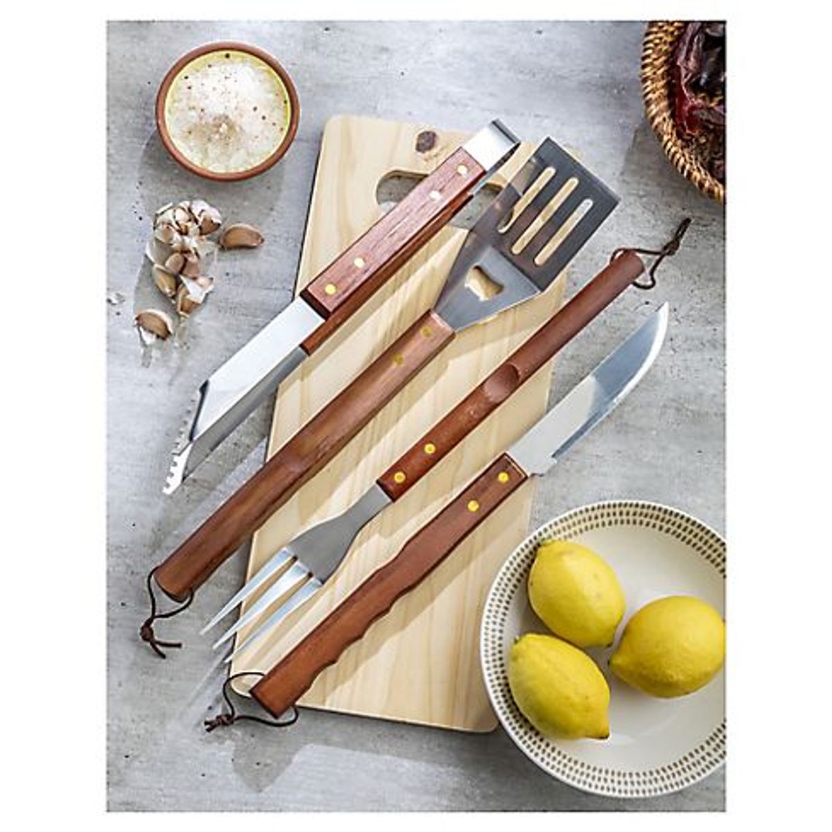 Kit 4 Peças para Churrasco com Tábua Marrom, marca Mr Beef - Foto 2