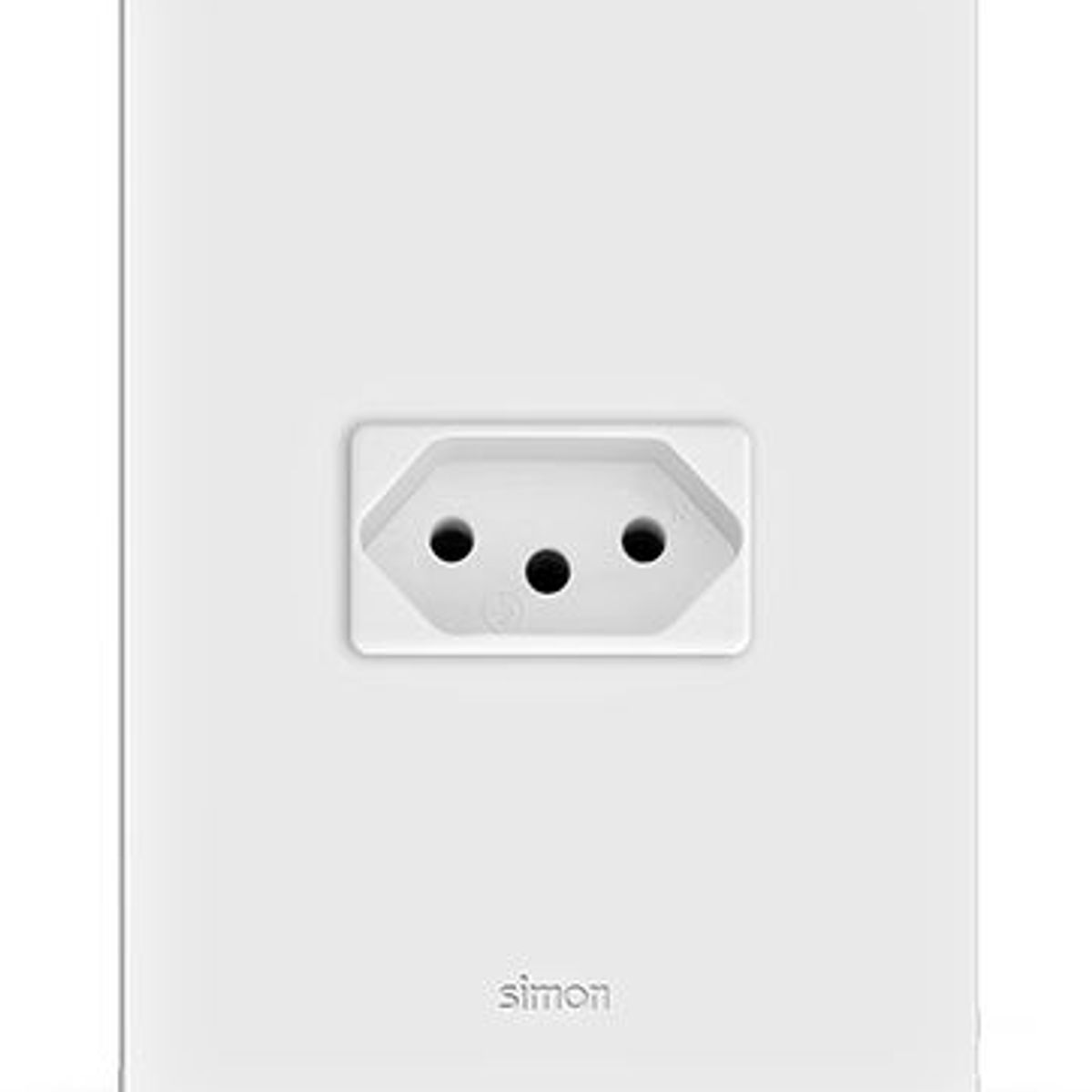 Conjunto para 1 Tomada 2P T Padrão Brasileiro 10A 250V Branco, marca Simon - Foto Principal