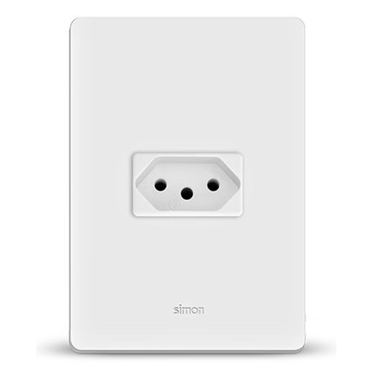 Conjunto para 1 Tomada 2P T Padrão Brasileiro 10A 250V Branco, marca Simon - Foto Principal