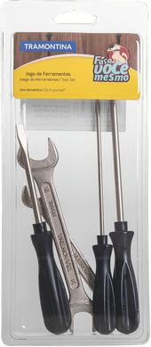 Kit de Ferramentas com Chaves de Fenda e Chaves Fixas Domstico 5 Peas Prata