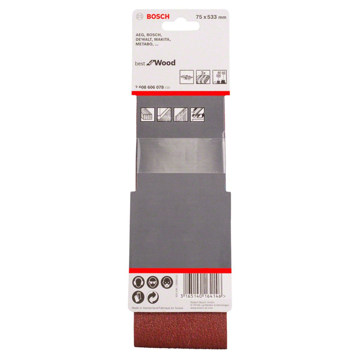 Jogo de Cintas de Lixa X440 75x533mm G60, G80 e G100 3 unidades, marca Bosch - Foto 2