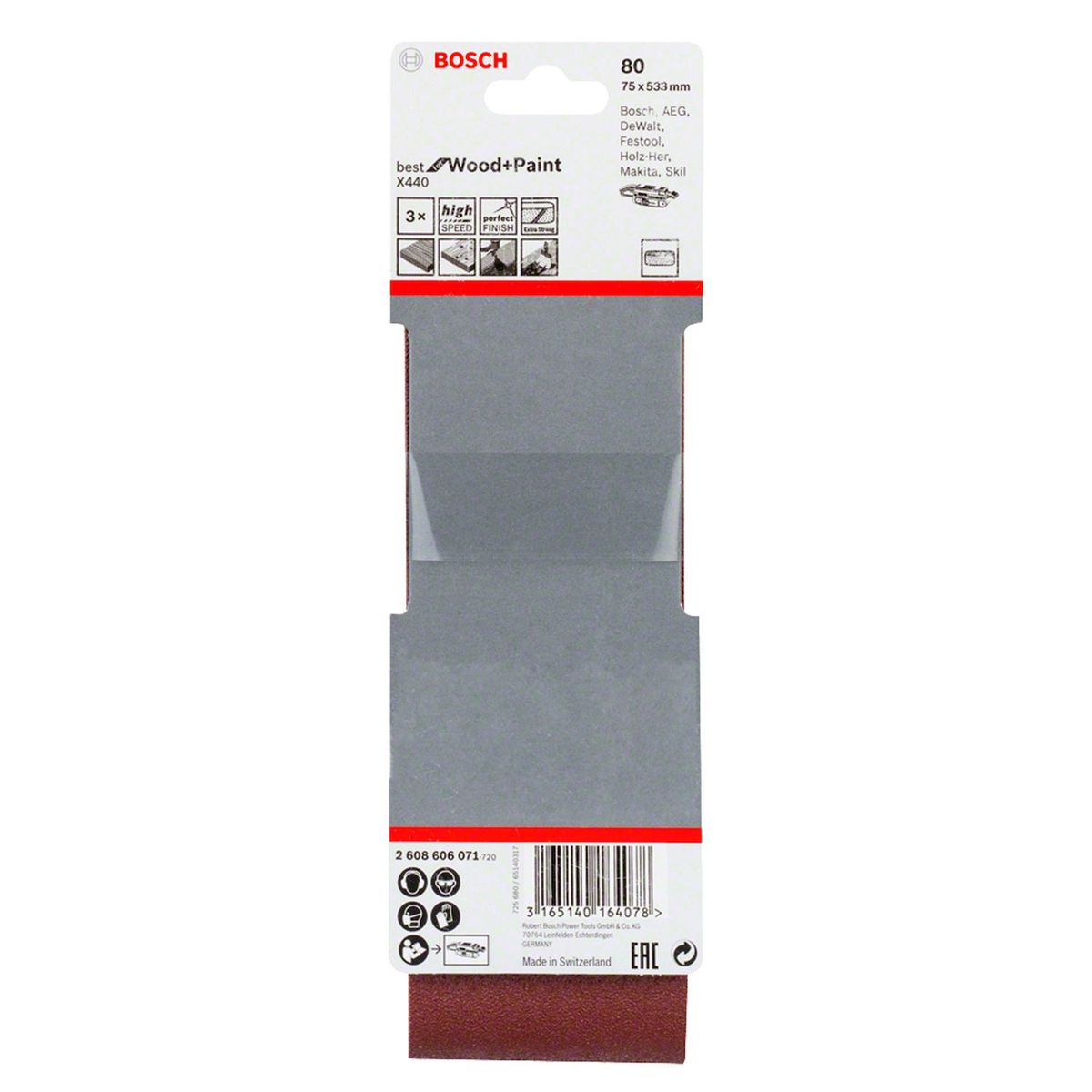 Cinta de Lixa X440 75x533mm G80 Pacote com 3 unidades, marca Bosch - Foto 2