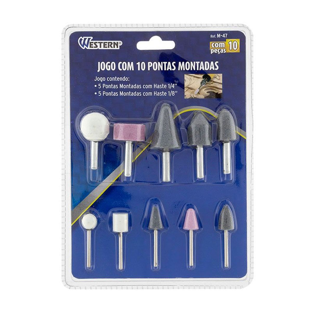 Jogo com Pontas Montadas Haste 1/4" e 1/8" 10 Peças Western, marca Western - Foto 2