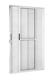 Porta Balcão de Alumínio 3 Folhas Fechadura e Vidro Direito 210x150cm Brilhante