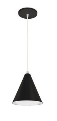 Pendente Cone em Alumnio 60w Bivolt Preto 
