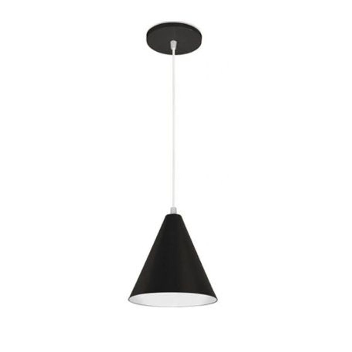 Pendente Cone em Alumínio 60w Bivolt Preto, marca Nacional - Foto Principal
