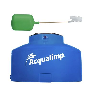 Combo Caixa De gua 310L Polietileno gua Protegida Tampa Rosca Azul Com Torneira Bia