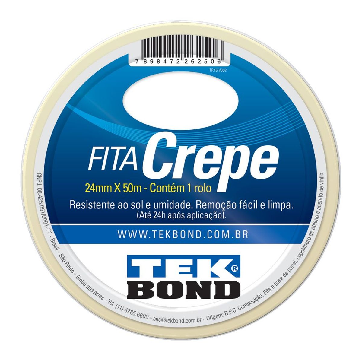 Fita Crepe 24Mm X 50M Branco, Tekbond, marca Tekbond - Foto Principal