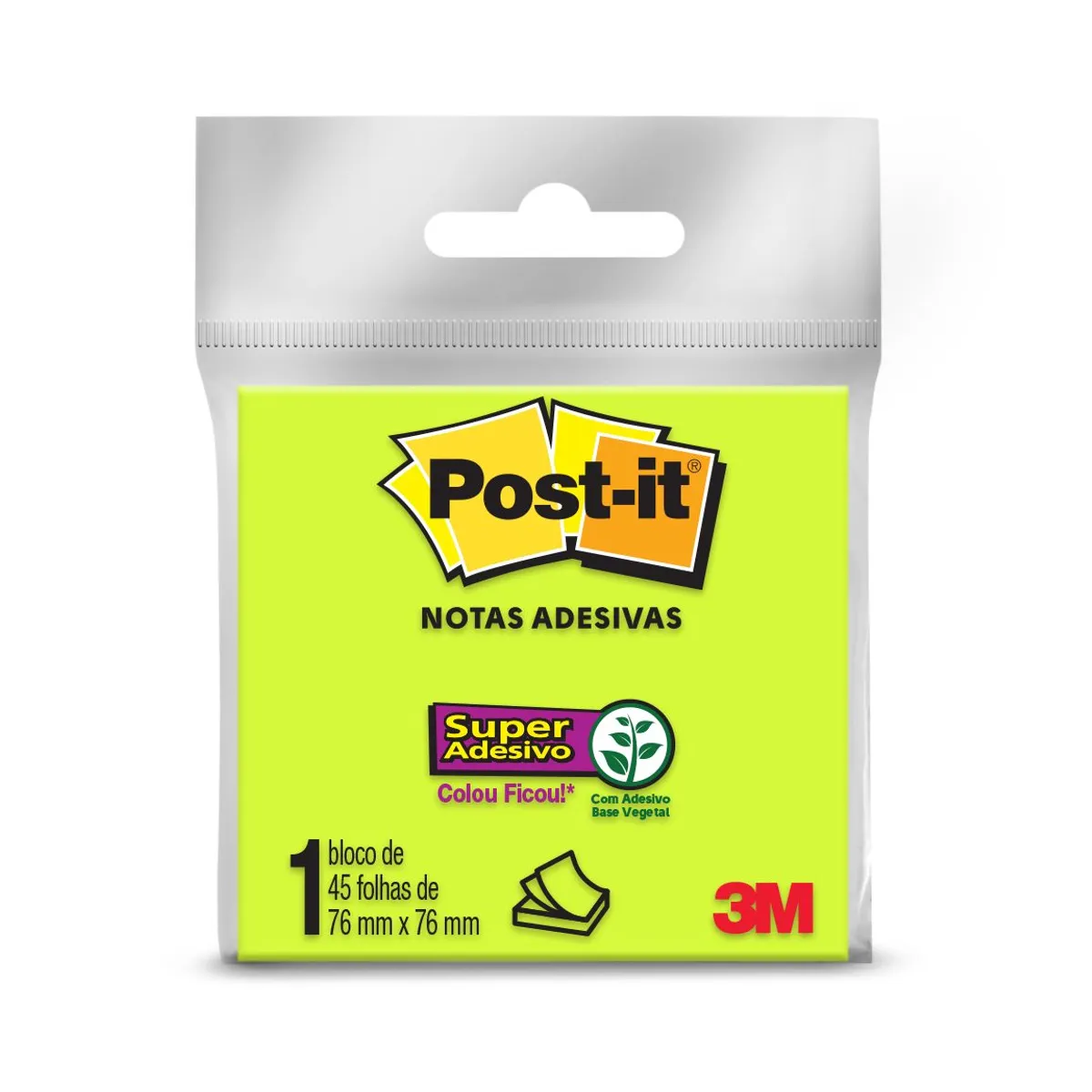 Bloco Adesivo Post-It 76x76cm com 45 Folhas Verde, marca 3m - Foto Principal