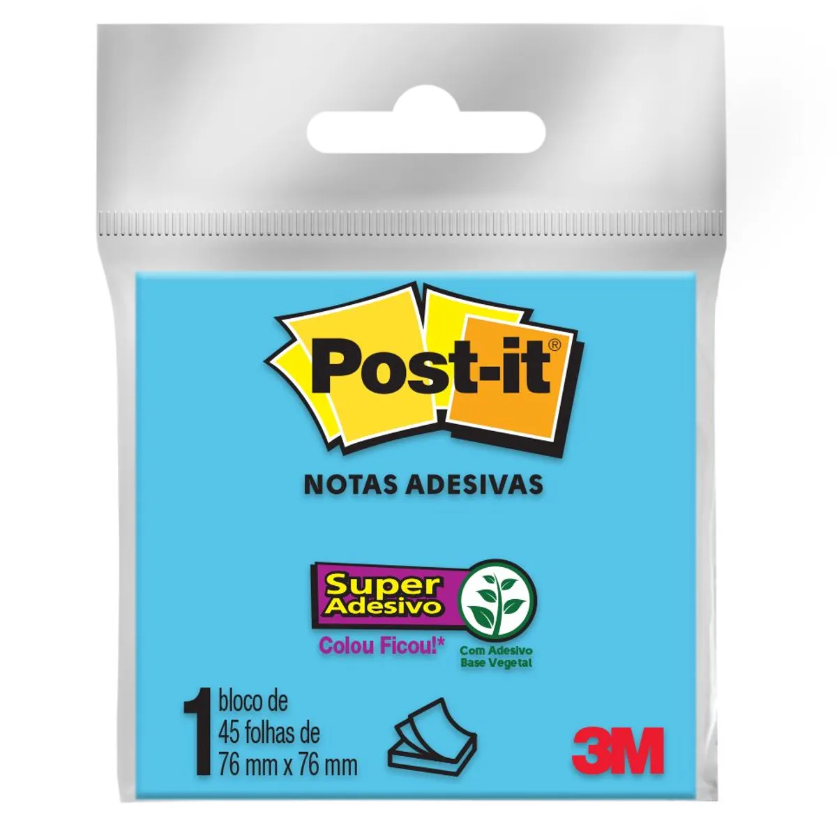 Bloco Adesivo Post-It 76x76cm com 45 Folhas Azul, marca 3m - Foto Principal