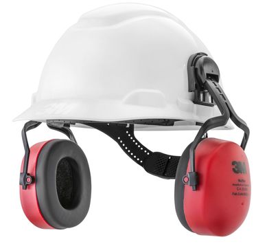 Abafador de Rudos tipo Concha Muffler Acoplvel em Capacete Vermelho e Preto