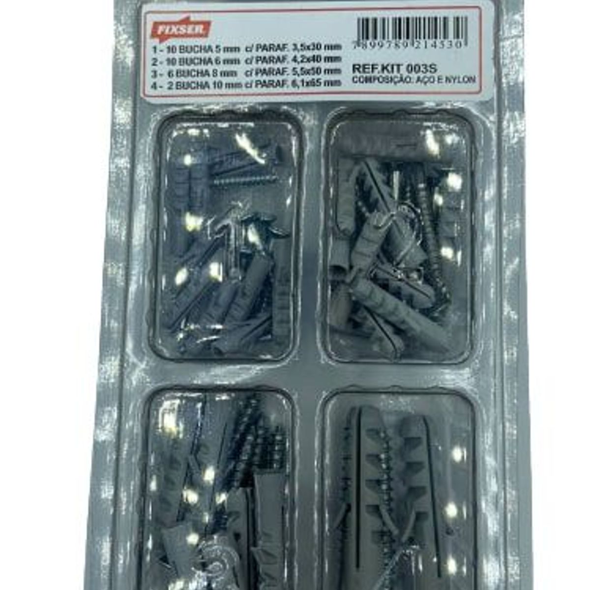 Kit Bucha com Parafuso Cabeça Chata 28 Peças Foxmix, marca Foxmix - Foto Principal