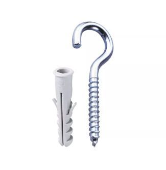 Bucha de Nylon com Gancho Zincado 3x40mm 5mm com 4 Peas Cinza