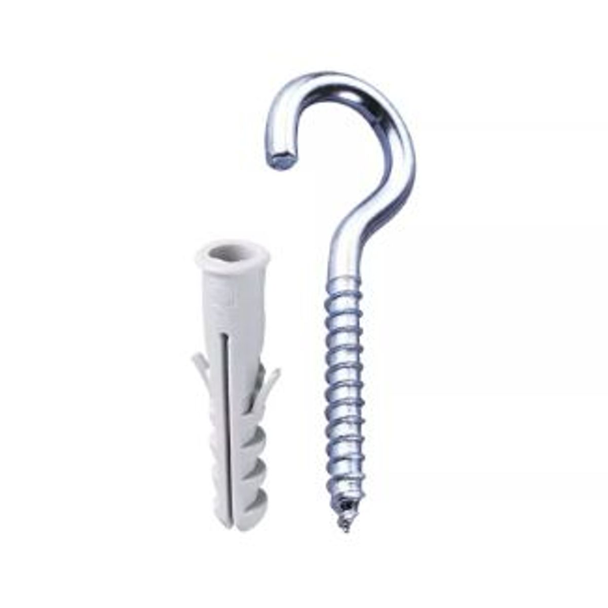 Bucha de Nylon com Gancho Zincado 3x40mm 5mm com 4 Peças Cinza, marca Fixser - Foto Principal