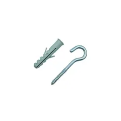 Bucha de Nylon com Gancho Zincado 3x40mm 5mm com 20 Peças Cinza