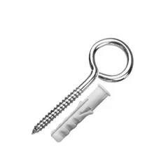 Bucha de Nylon com Gancho Zincado 4,4x70mm 8mm com 15 Peças Cinza