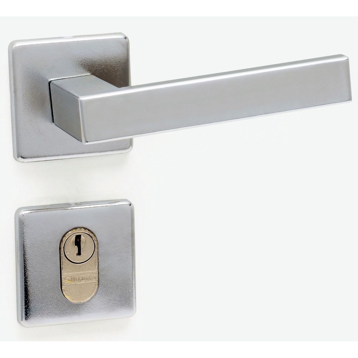 Fechadura 1700 Externa Retrátil Quadrada 1701 Cromado, marca Silvana - Foto Principal